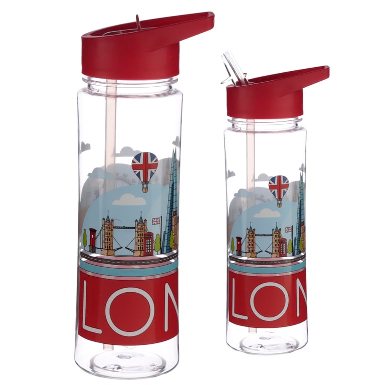 London Panorama 550ml BPA Free Reusable Water Bottle with Flip Straw