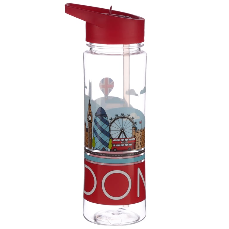 London Panorama 550ml BPA Free Reusable Water Bottle with Flip Straw