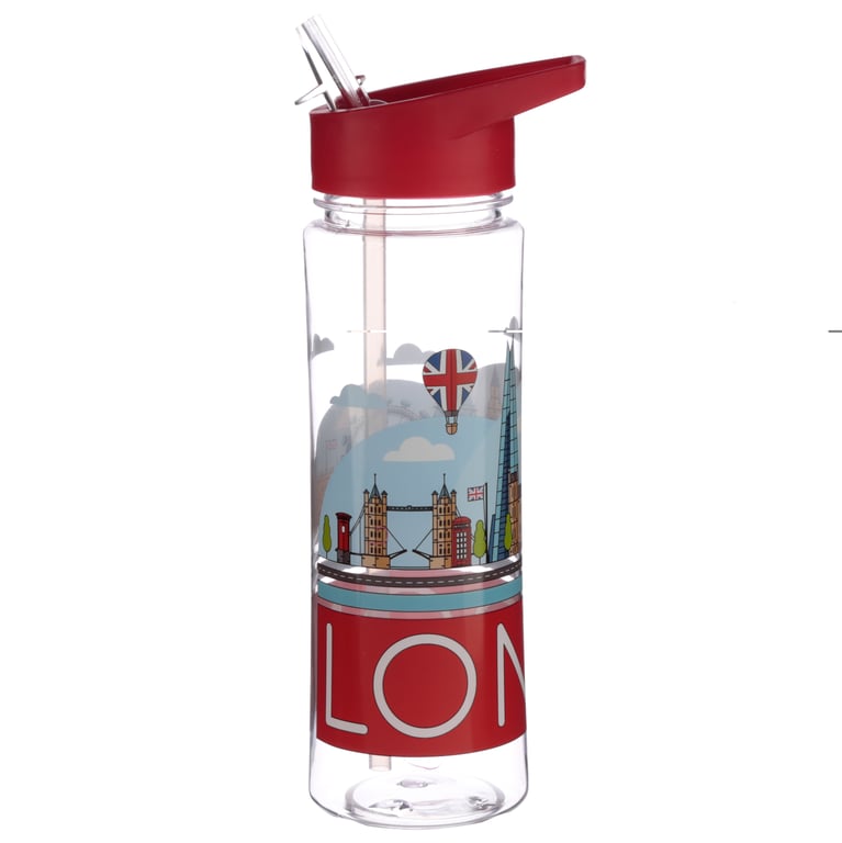 London Panorama 550ml BPA Free Reusable Water Bottle with Flip Straw