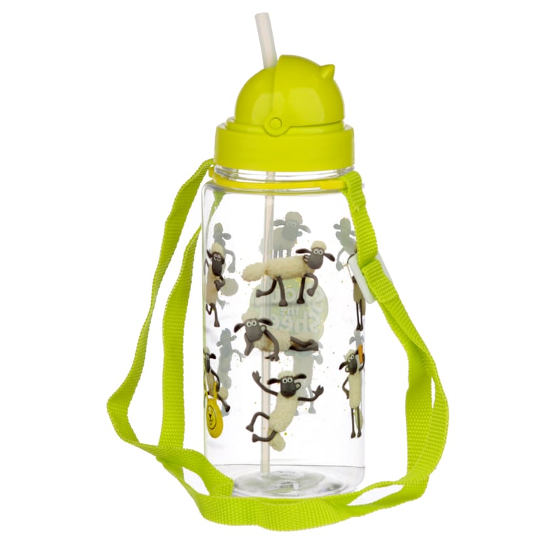 Shaun the Sheep 450ml Flip Straw Reusable BPA Free Water Bottle
