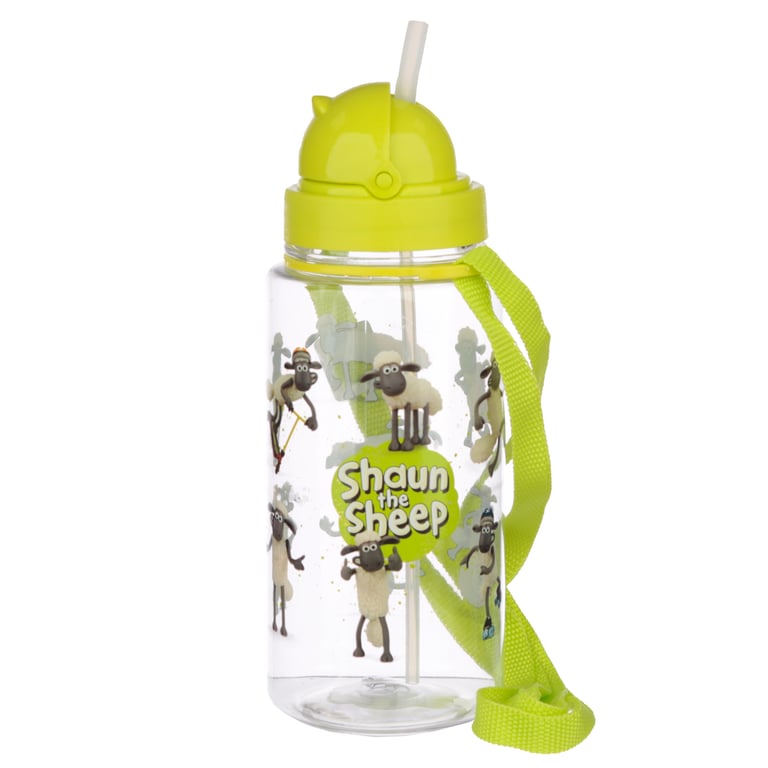 Shaun the Sheep 450ml Flip Straw Reusable BPA Free Water Bottle