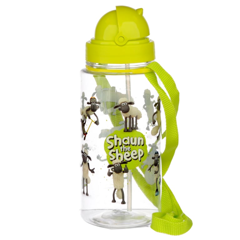 Shaun the Sheep 450ml Flip Straw Reusable BPA Free Water Bottle