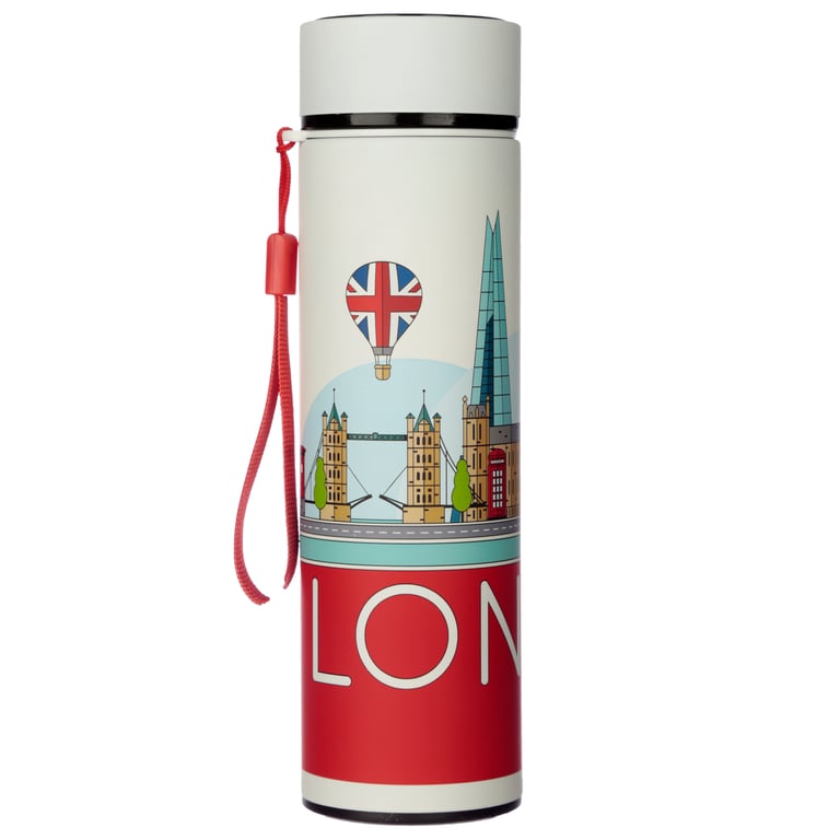Reusable Insulated Drinks Bottle with Digital Thermometer and Temperature Display - 450ml Stainless Steel