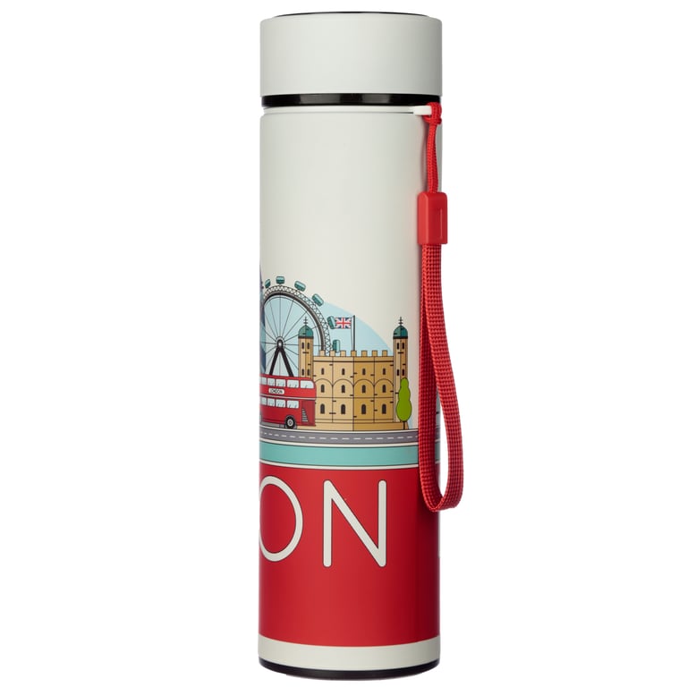 Reusable Insulated Drinks Bottle with Digital Thermometer and Temperature Display - 450ml Stainless Steel