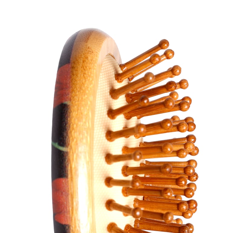 100 Bamboo Natural Hairbrush - Skulls and Roses Design