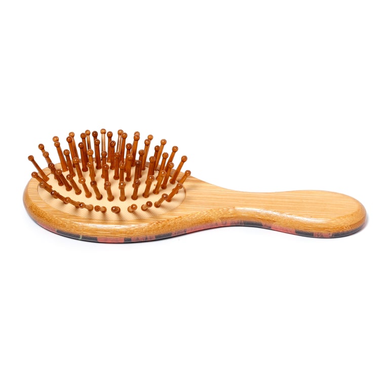 100 Bamboo Natural Hairbrush - Skulls and Roses Design