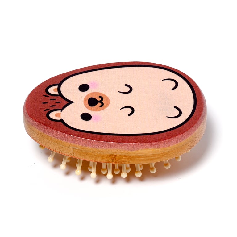 Bamboo Shaped Hedgehog Hair Brush - Eco-Friendly Home Grooming Tool