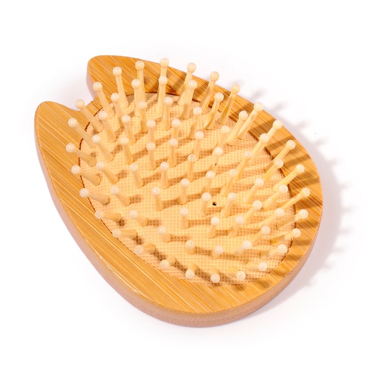Bamboo Shaped Pusheen Cat Hair Brush - Licensed Natural Wood Grooming Tool