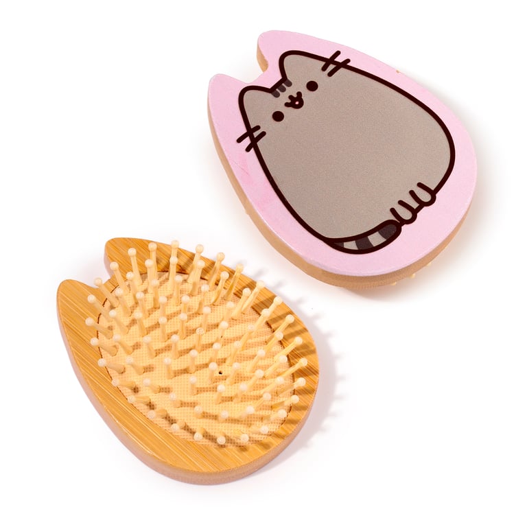 Bamboo Shaped Pusheen Cat Hair Brush - Licensed Natural Wood Grooming Tool