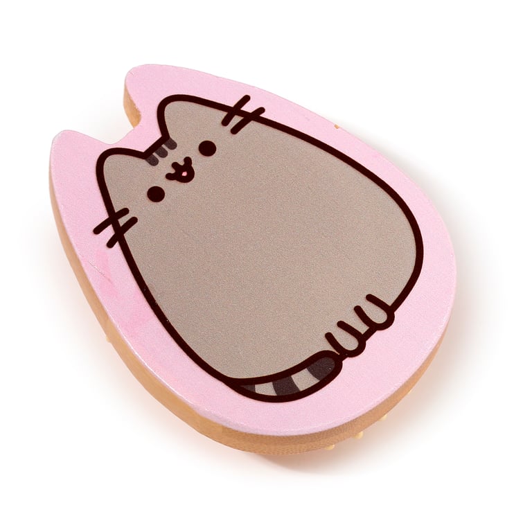 Bamboo Shaped Pusheen Cat Hair Brush - Licensed Natural Wood Grooming Tool