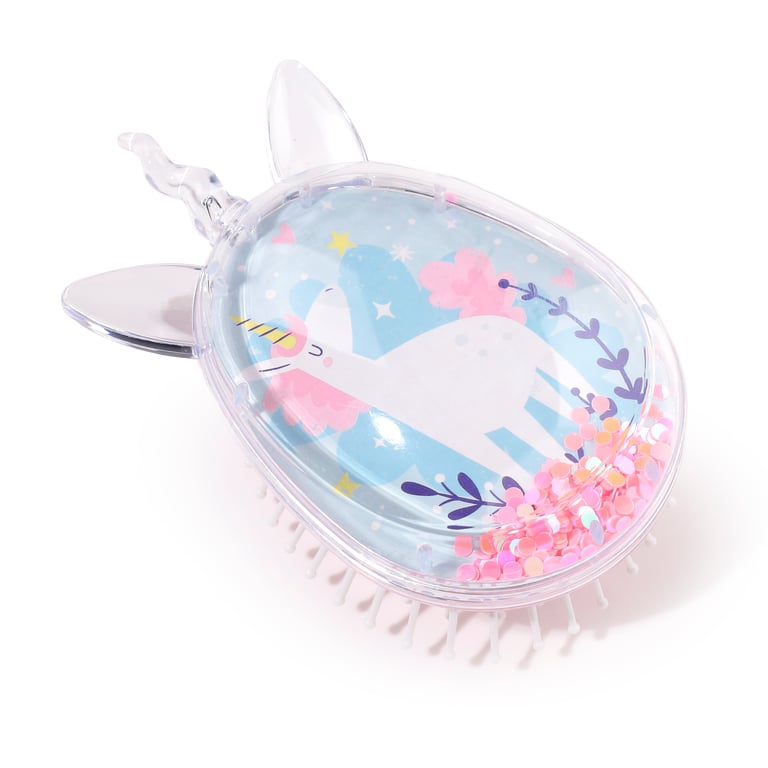 Glitter Shaped Hair Brush - Unicorn Magic Plastic and PVC Glitter Design