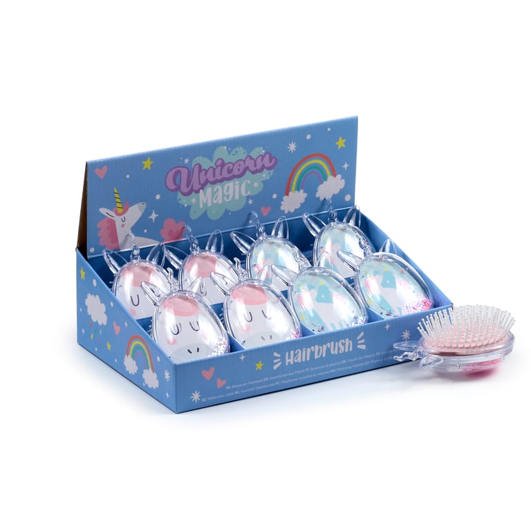 Glitter Shaped Hair Brush - Unicorn Magic Plastic and PVC Glitter Design