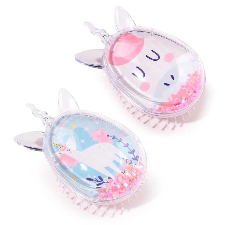 Glitter Shaped Hair Brush - Unicorn Magic Plastic and PVC Glitter Design