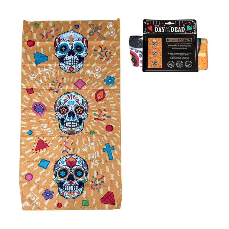 Microfibre Beach Towel - Day of the Dead, 88 Polyester & 12 Polyamide Home Decor Outdoor Towel