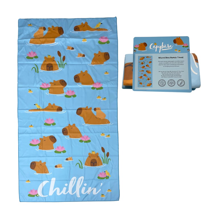 Microfibre Capybara Beach Towel - Quick Drying Polyester Blend