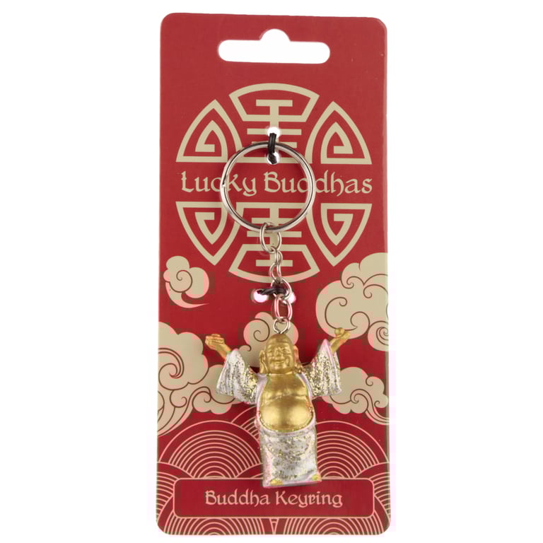 Lucky Buddha Resin and Metal Keyring - Home Decor Good Luck Charm