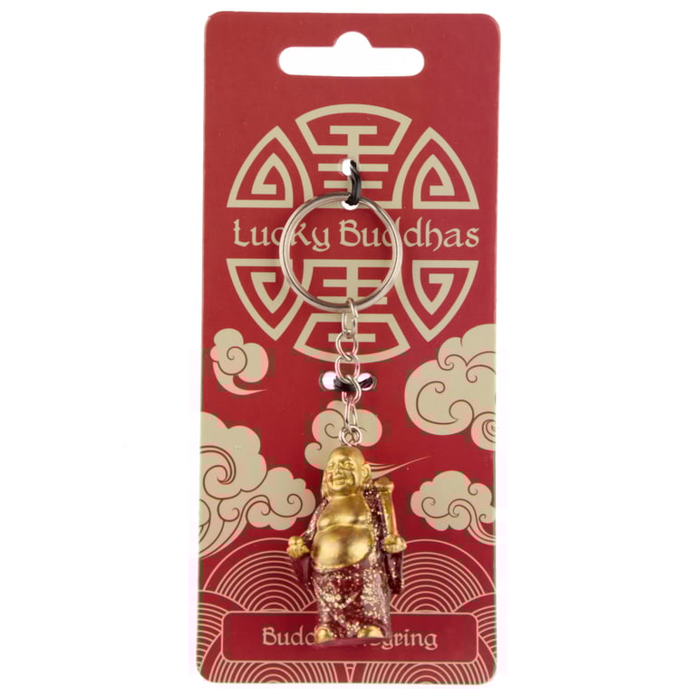 Lucky Buddha Resin and Metal Keyring - Home Decor Good Luck Charm