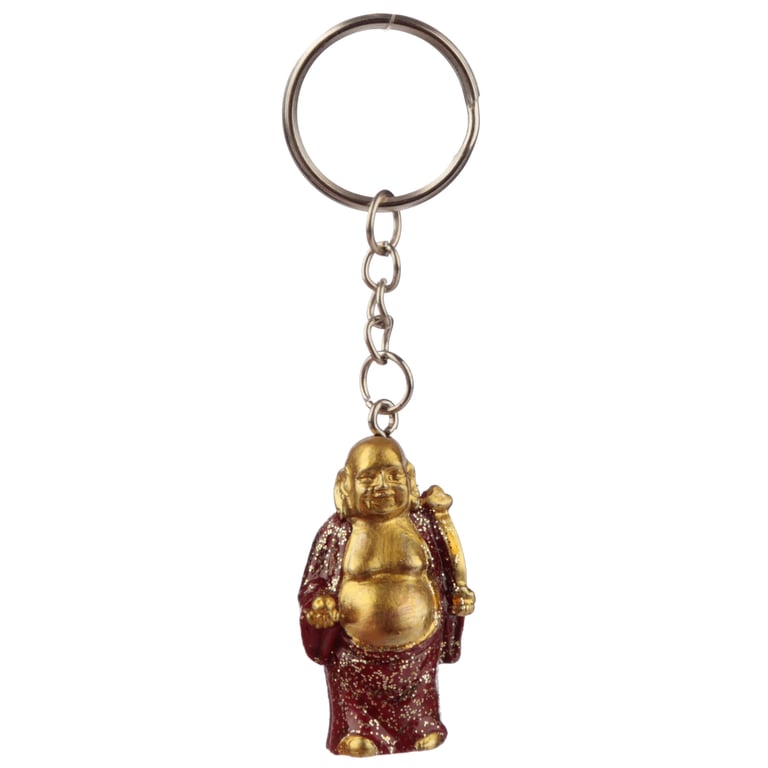 Lucky Buddha Resin and Metal Keyring - Home Decor Good Luck Charm