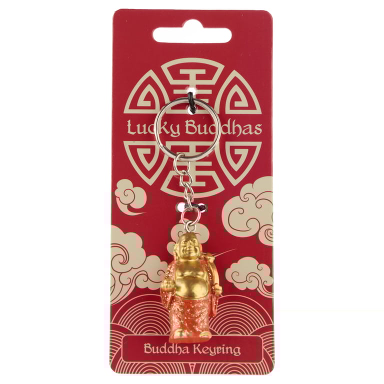Lucky Buddha Resin and Metal Keyring - Home Decor Good Luck Charm