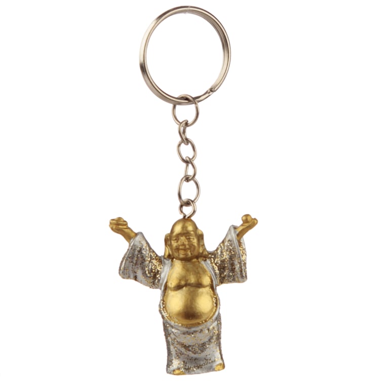 Lucky Buddha Resin and Metal Keyring - Home Decor Good Luck Charm