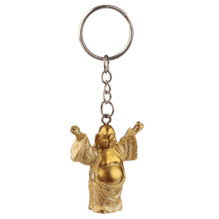 Lucky Buddha Resin and Metal Keyring - Home Decor Good Luck Charm