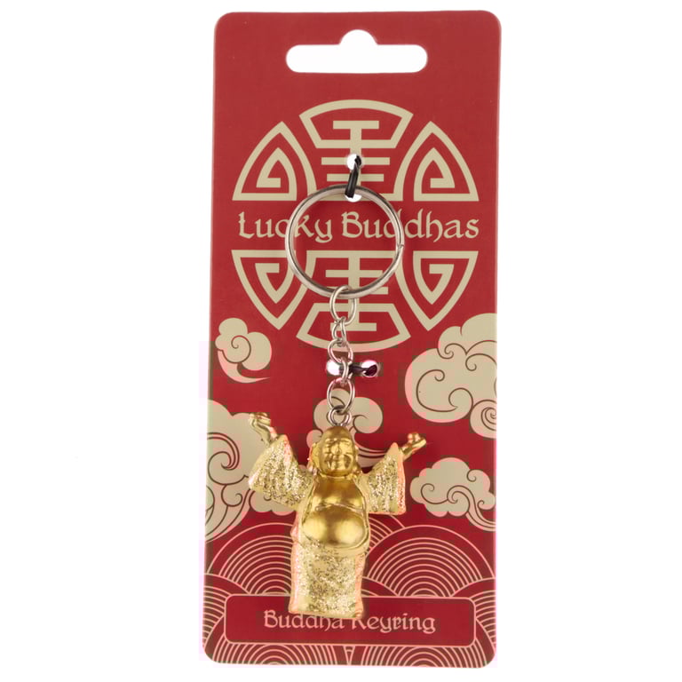 Lucky Buddha Resin and Metal Keyring - Home Decor Good Luck Charm