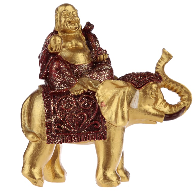 Resin Miniature Buddha and Elephant Collectible Home Decoration
