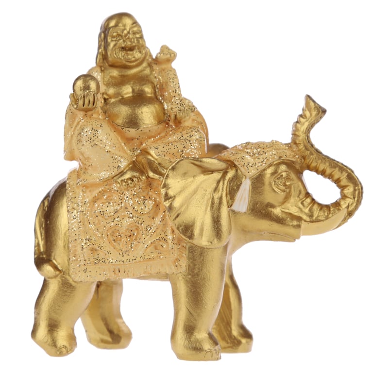 Resin Miniature Buddha and Elephant Collectible Home Decoration