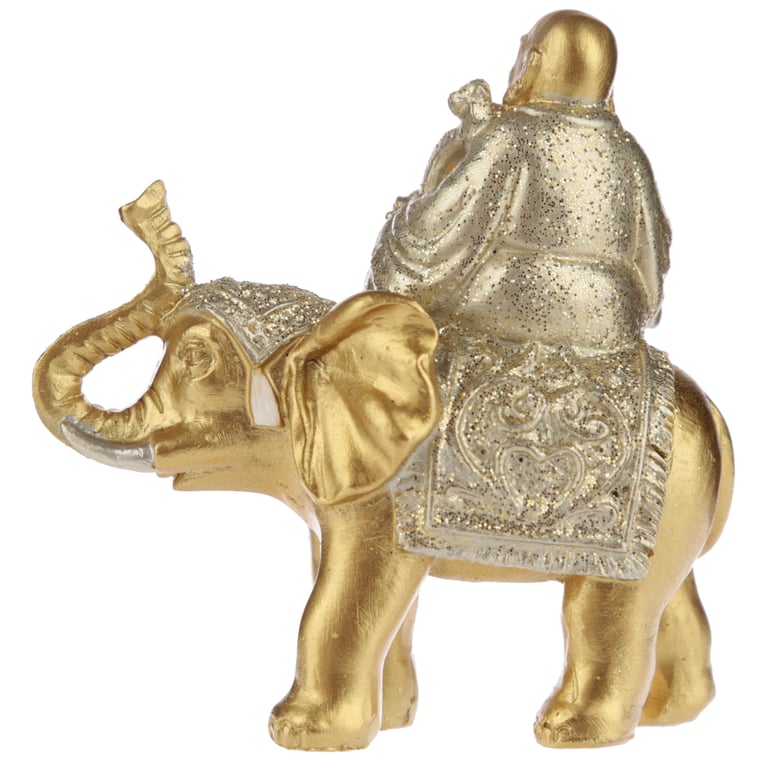 Resin Miniature Buddha and Elephant Collectible Home Decoration