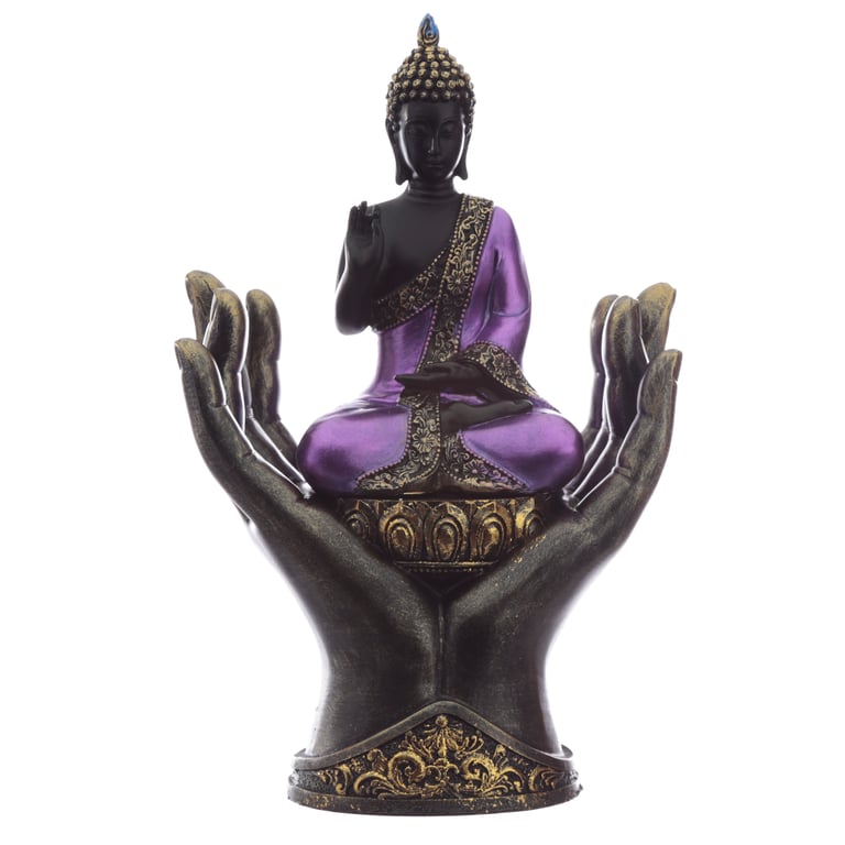 Resin Protector Buddha Statue - Purple & Black Home Decor Art
