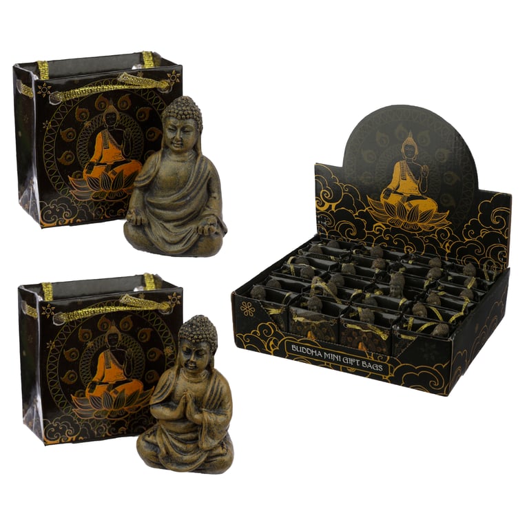 Mini Thai Buddha Figurine - Resin Statue Gift Bag Included