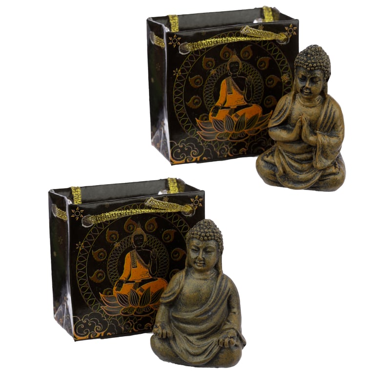 Mini Thai Buddha Figurine - Resin Statue Gift Bag Included