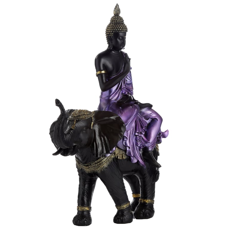 Thai Riding Elephant Buddha Statue - Resin Decorative Art