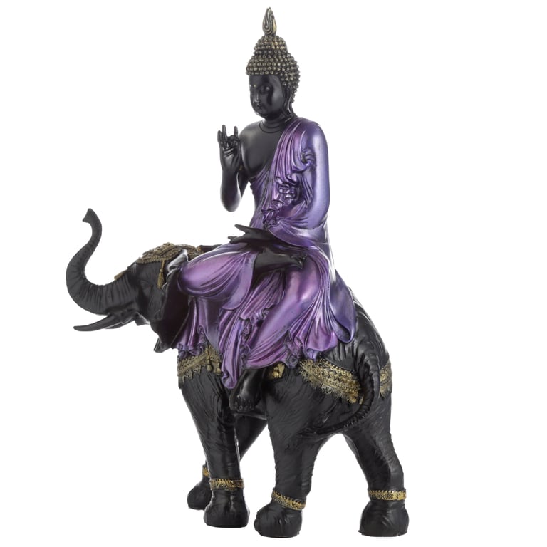 Thai Riding Elephant Buddha Statue - Resin Decorative Art