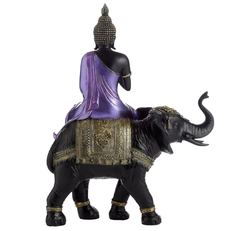 Thai Riding Elephant Buddha Statue - Resin Decorative Art