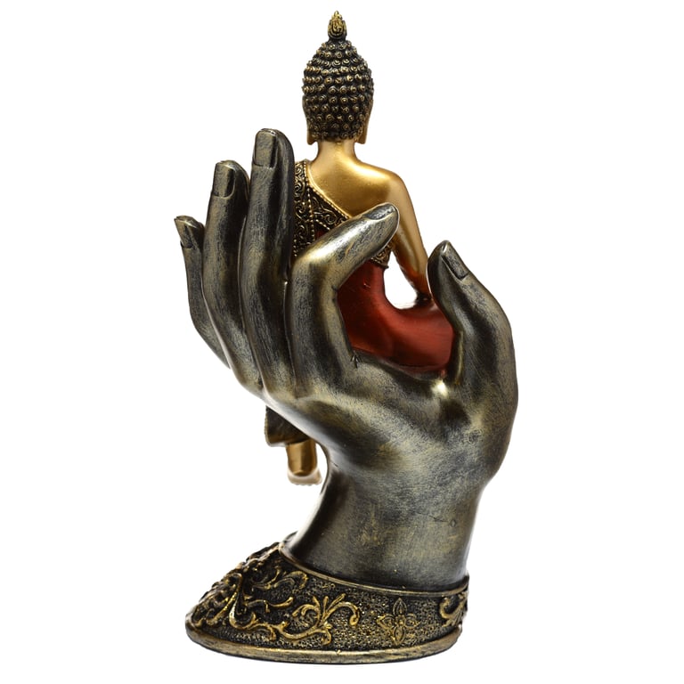 Resin Gold Red Sitting Thai Buddha Figurine Home Decor Statue