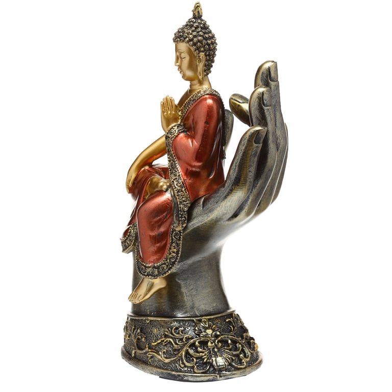 Resin Gold Red Sitting Thai Buddha Figurine Home Decor Statue