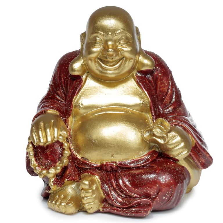 Mini Lucky Glitter Chinese Laughing Buddha Resin Ornament, 8cm Home Decoration