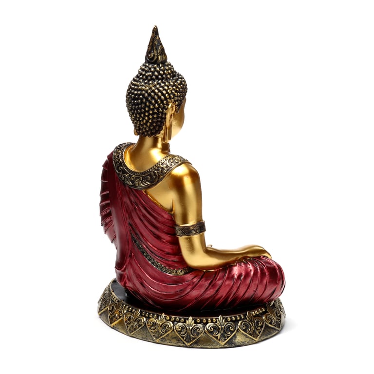 Thai Red Gold Resin Buddhist Figurine for Meditation and Contemplation Decoration