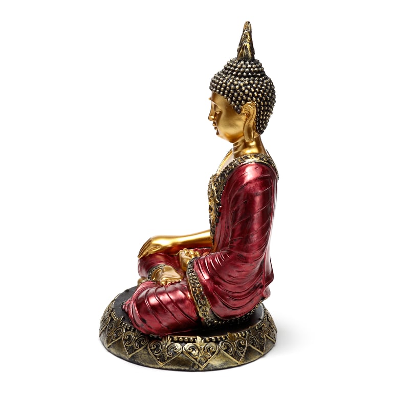 Thai Red Gold Resin Buddhist Figurine for Meditation and Contemplation Decoration