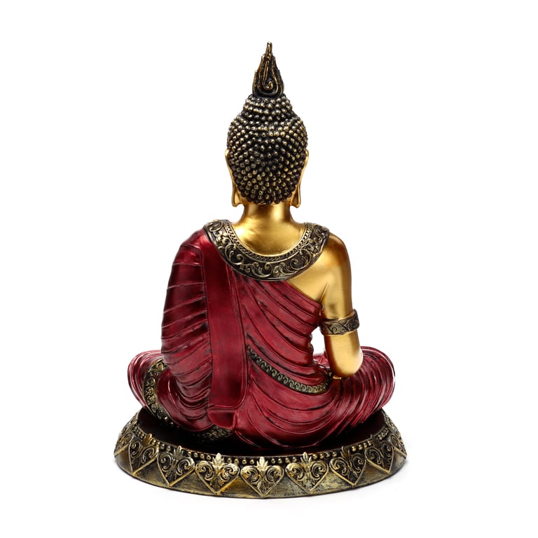 Thai Red Gold Resin Buddhist Figurine for Meditation and Contemplation Decoration