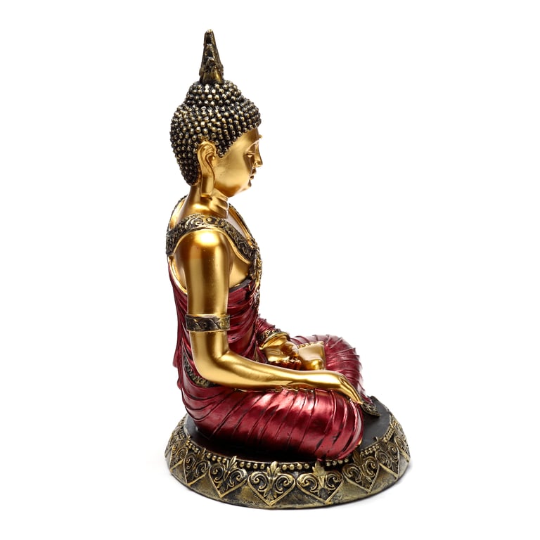 Thai Red Gold Resin Buddhist Figurine for Meditation and Contemplation Decoration