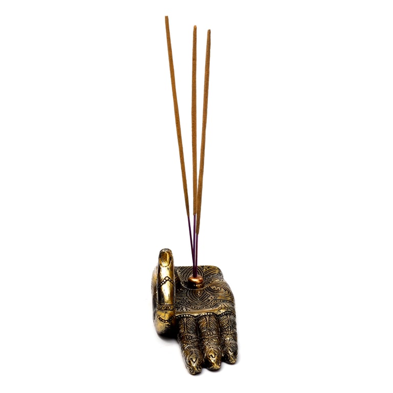 Ashcatcher Incense Stick Burner - Henna Buddha Hand Resin Holder