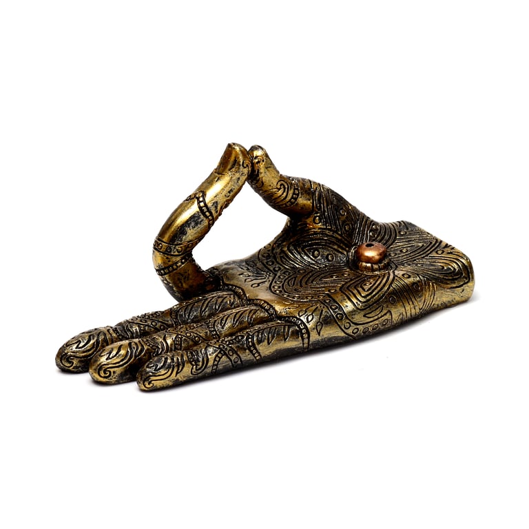 Ashcatcher Incense Stick Burner - Henna Buddha Hand Resin Holder