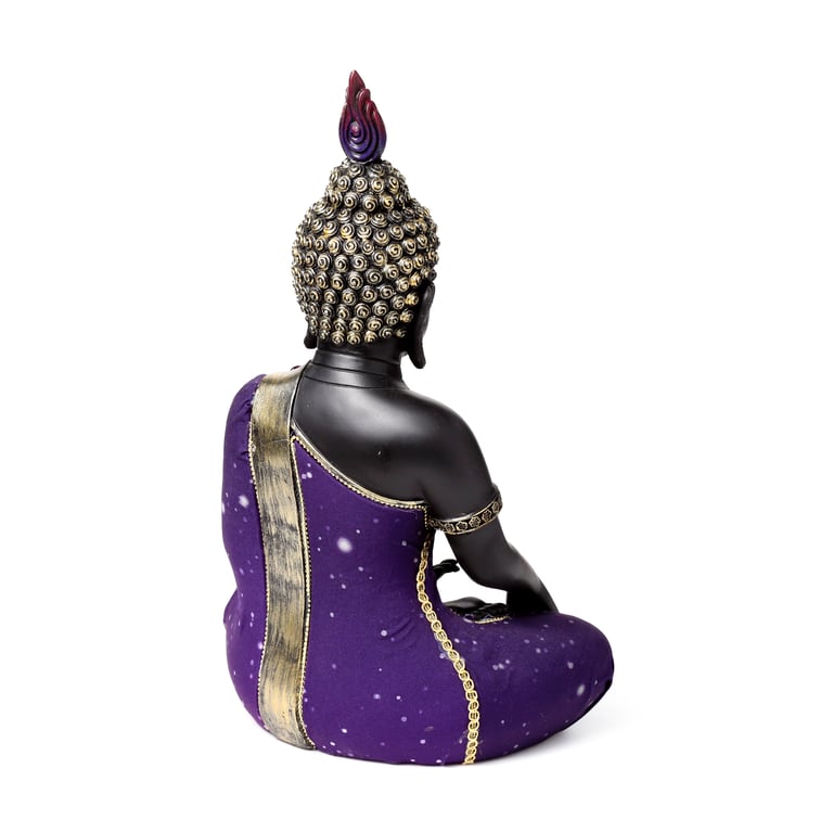 Purple Black Resin Buddha Figurine - Meditation Statue Home Decor