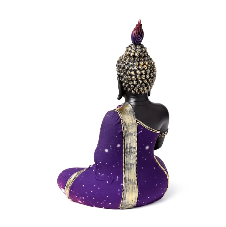 Purple Black Resin Buddha Figurine - Meditation Statue Home Decor