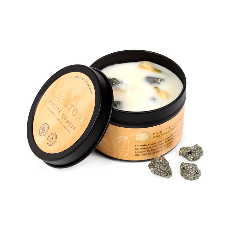 Crystal Gemstone & Dried Flower Beeswax Soy Candle - 15 Hour Burn Time
