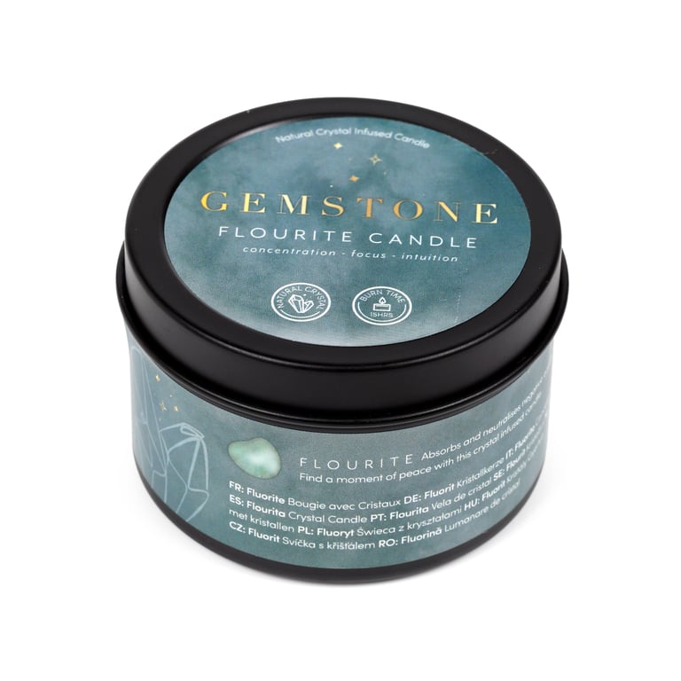 Crystal Gemstone & Dried Flower Beeswax Soy Candle - 15 Hour Burn Time