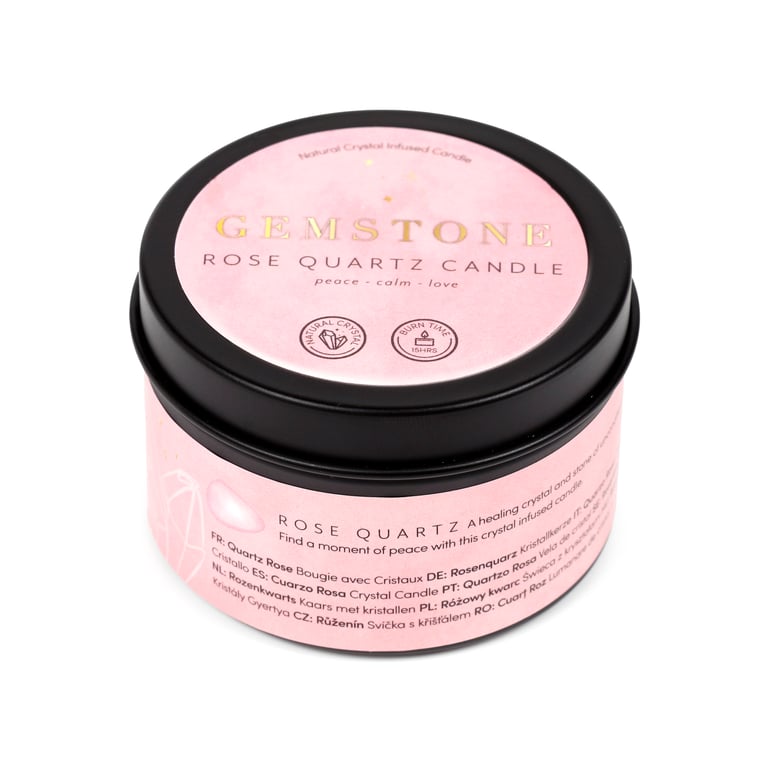 Crystal Gemstone & Dried Flower Beeswax Soy Candle - 15 Hour Burn Time