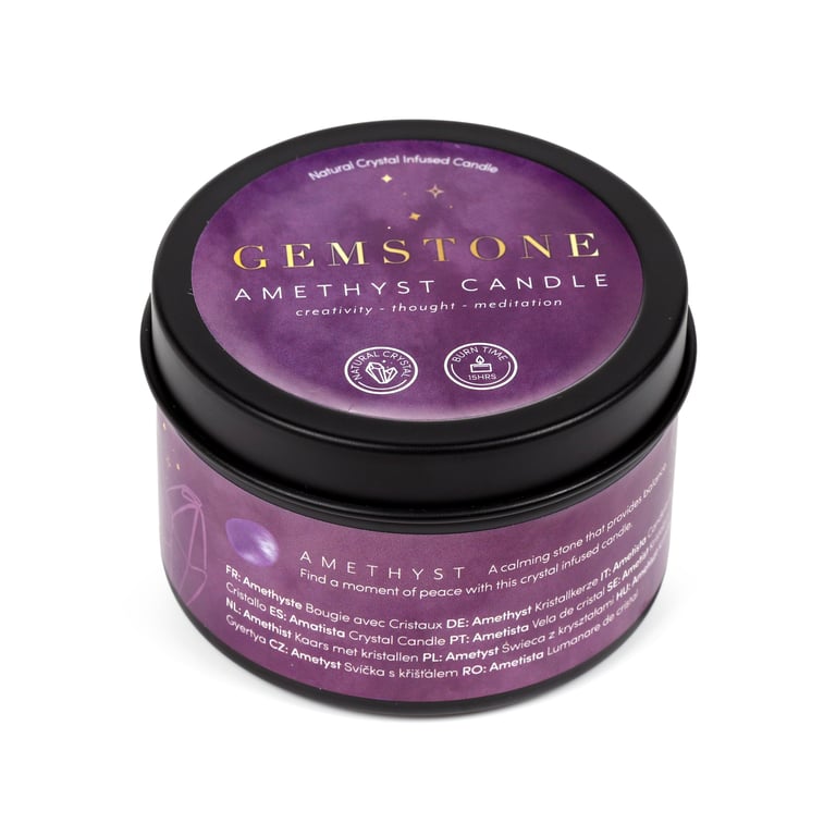 Crystal Gemstone & Dried Flower Beeswax Soy Candle - 15 Hour Burn Time